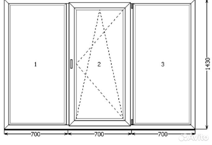 Пластиковое окно 1430х2100 под заказ
