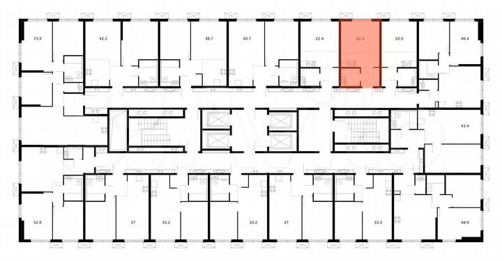 Квартира-студия, 22,3 м², 31/33 эт.