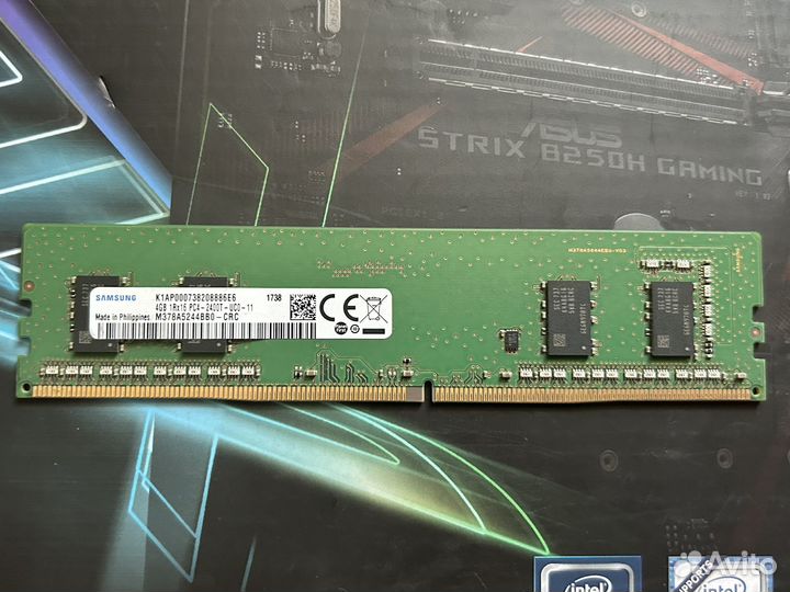Asus strix B250H + celeron g3930 + озу 4g + кулер