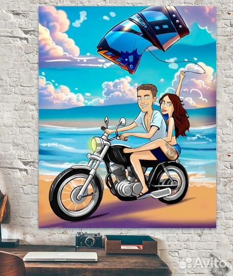 Портрет в стиле Симпсонов на холсте