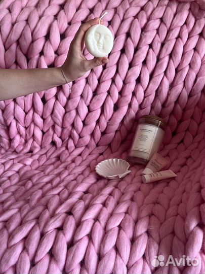 Плед из шерсти мериноса крупной вязки