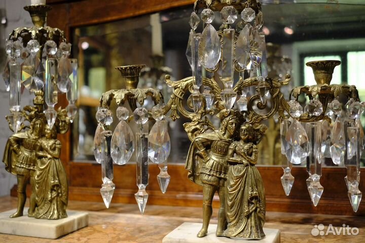 Антикварные бронзовые подсвечники