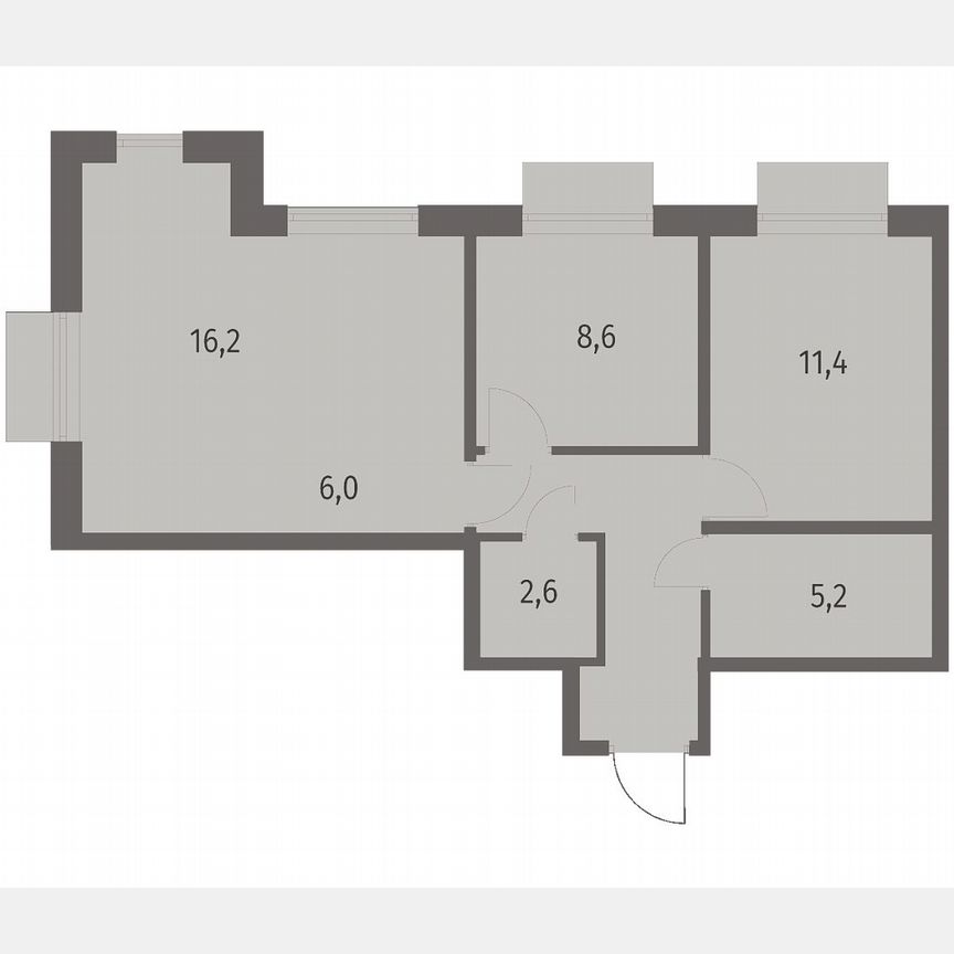 3-к. квартира, 57,4 м², 2/12 эт.