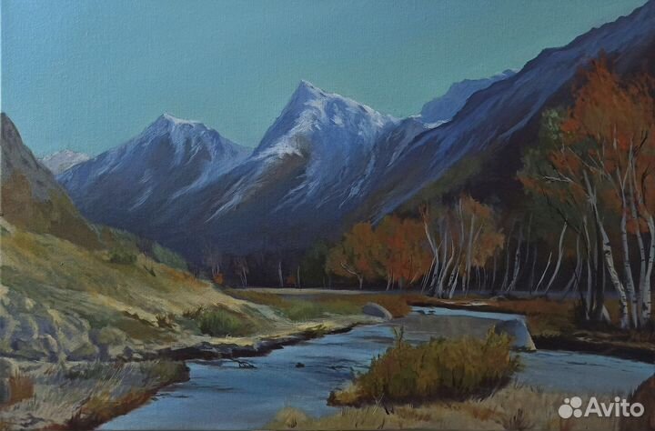 Картина маслом 40*60 см горный пейзаж