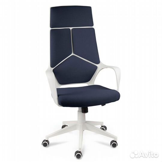 Кресло компьютерное IQ темно синее/белое