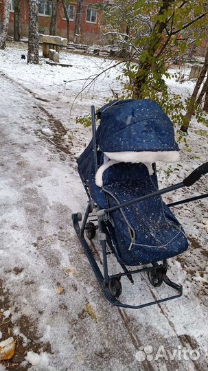 Санки Ника 7 колеса-полозья