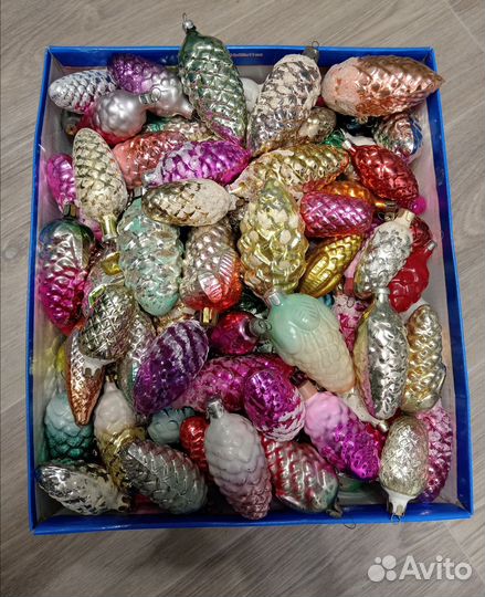 Елочные игрушки СССР, шишки, яркие, много