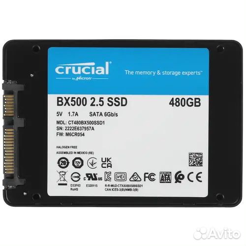 SSD Crucial BX500. 480GB
