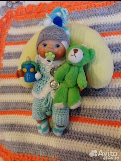 Пупс) мини реборн 14 см с одеждой