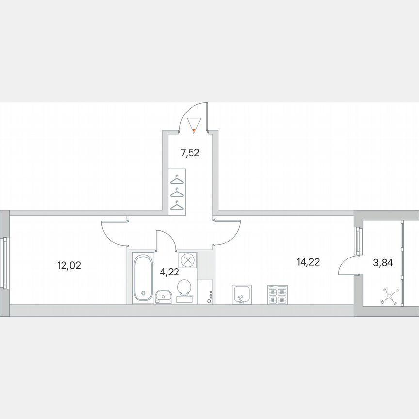 1-к. квартира, 39,9 м², 3/8 эт.
