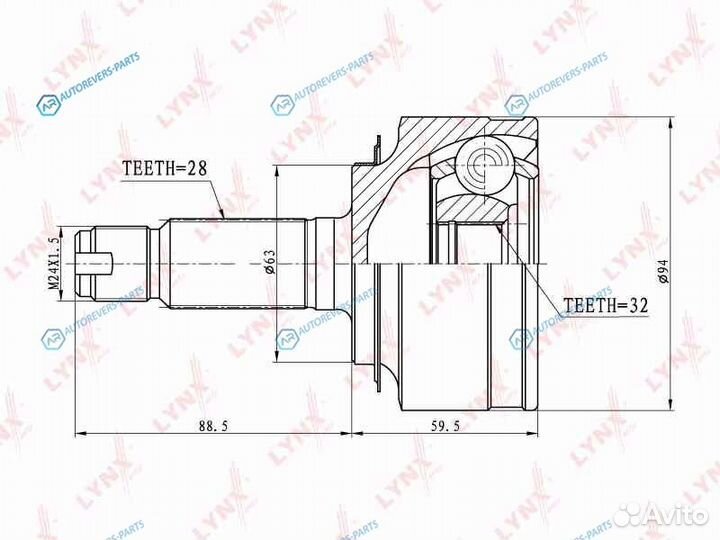 CO-3411 шрус наружный перед правлев