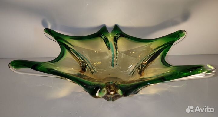 Ваза конфетница гутное цветное стекло Чехия СССР