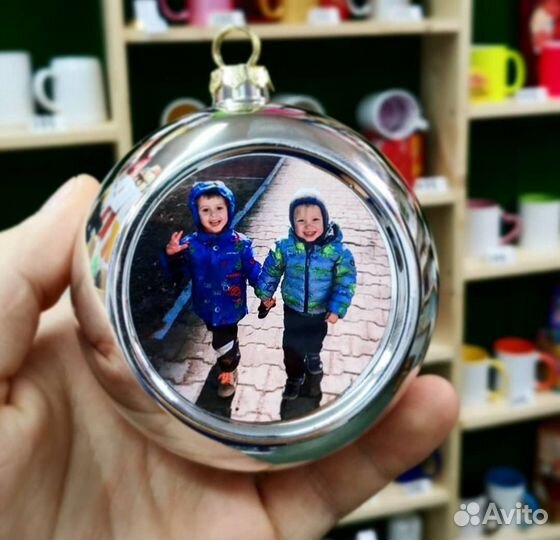 Елочный шар с вашим фото Новый год 2024