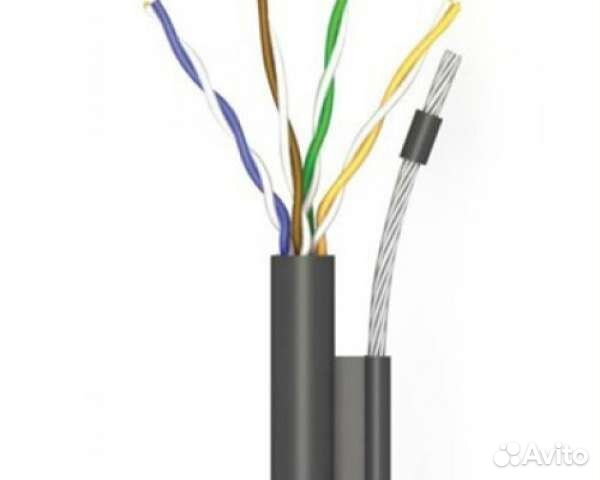 Кабель витая пара уличная FTP с тросом