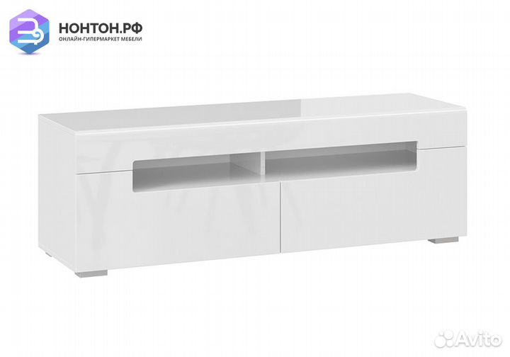 Тумба под тв Фьюжн белый глянец / белый