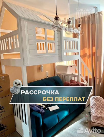 Двухъярусная кровать выкатная из массива сосны