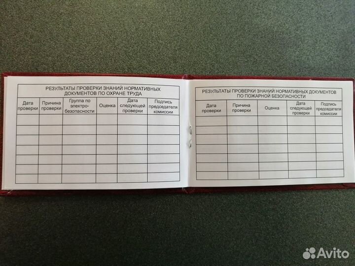 Бланк удостоверения по электробезопасности