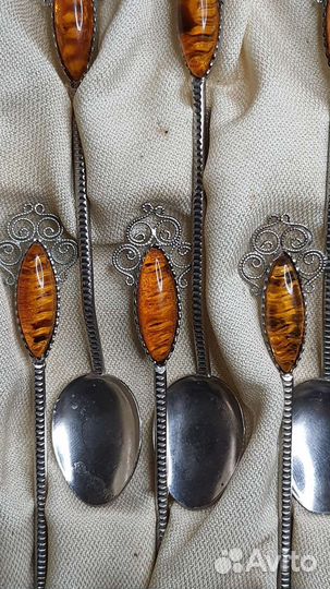 Кофейные ложечки с янтарём 50е года СССР