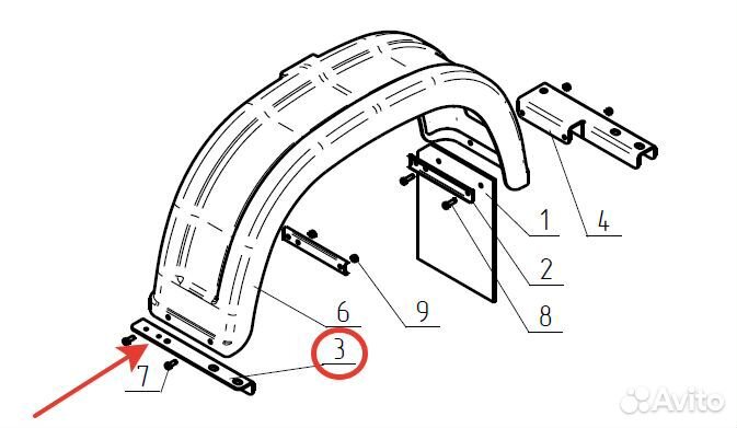 Кронштейн крепления крыла прицепа лодочного, пере
