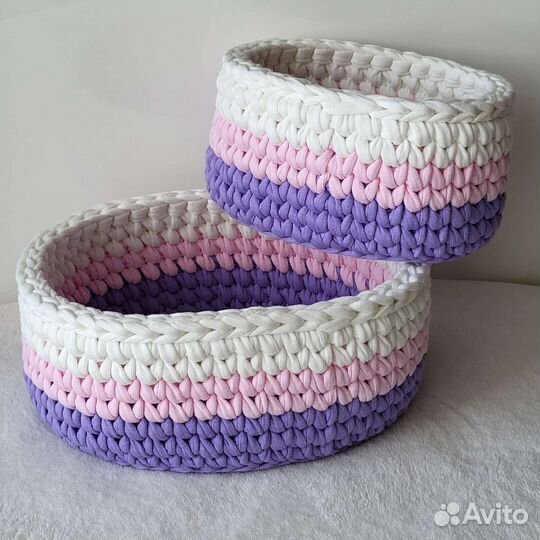 Вязаные корзинки для хранения