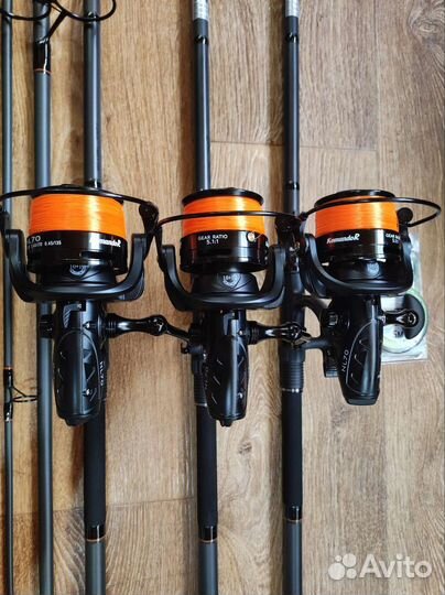 Карповые удилища с катушками, 3+3 комплект