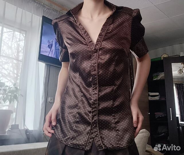 Шоколадная рубашка в горошек