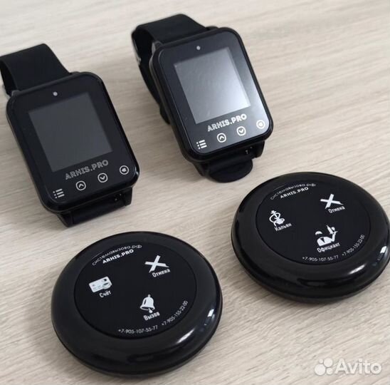 Кнопка вызова официанта и часы Элит сенсорные IP97