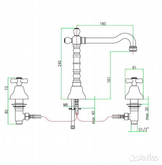 Смеситель для раковины Webert am750202065 Бронза