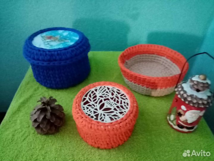 Интерьерные трикотажные корзинки