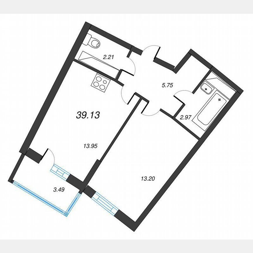 1-к. квартира, 41,6 м², 16/22 эт.