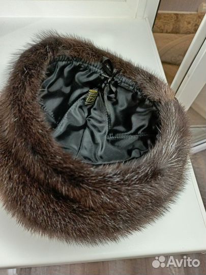 Шапка норковая женская коричневая 57 58 размер