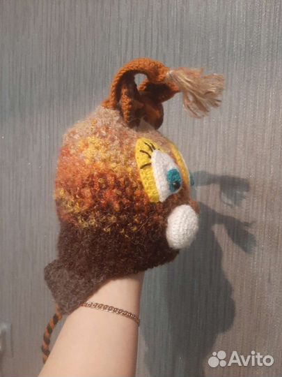 Детская шапка белка ручная вязка