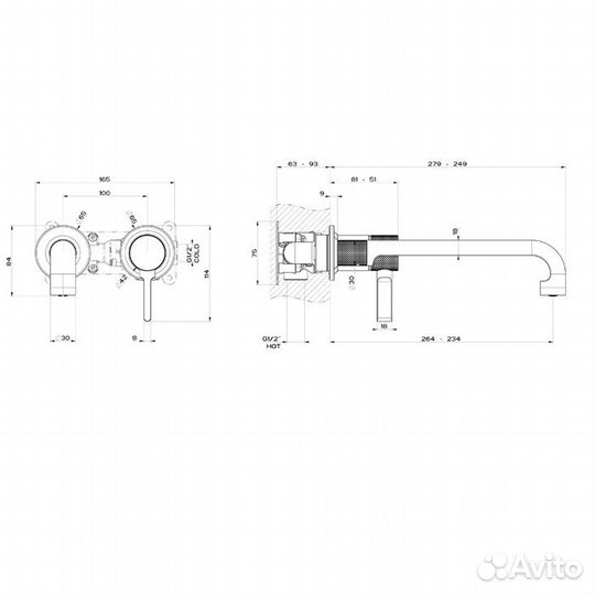 Смеситель для раковины brushed brass Gessi inciso