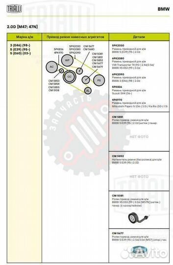 Ролик приводного ремня для автомобилей BMW X5 E53