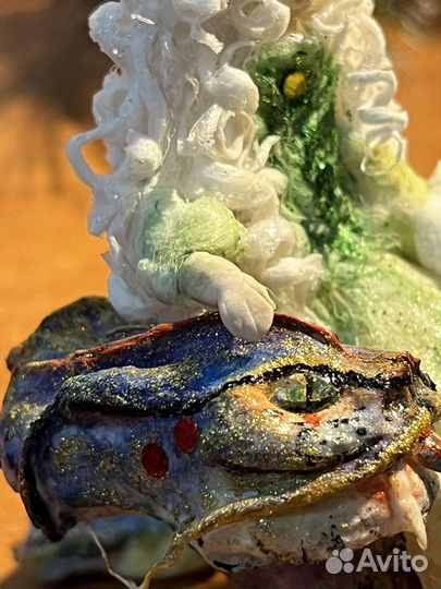 Ватные елочные игрушки девушка и дракон