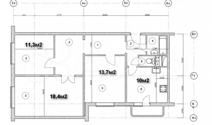 3-к. квартира, 75,3 м², 4/25 эт.