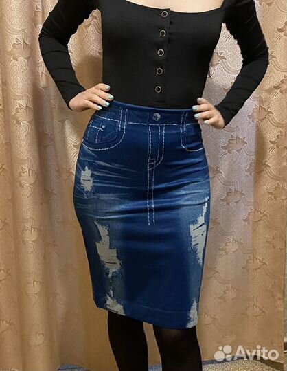 Юбка тканевая, рисунок jeans