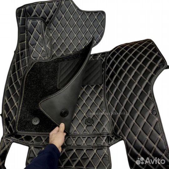 Коврики премиум RR Vogue (3) +ворсовые. Чёрн/беж