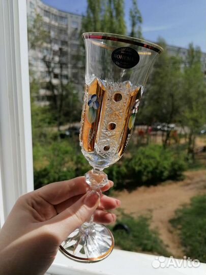 Хрустальные фужеры для шампанского новые 