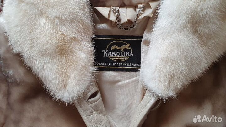Шуба Мутон/капюшон норка 42-44 размер