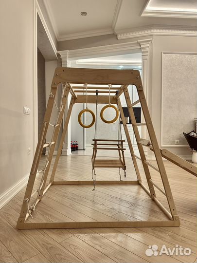 Спортивный комплекс для детей лазенка с качелью