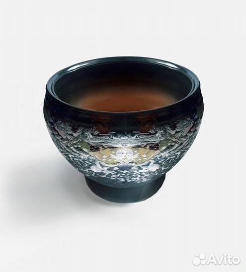 Большой керамический горшок, кашпо с поддоном