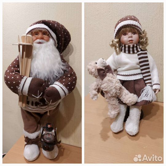 Интерьерные куклы Санта и девочка Estro