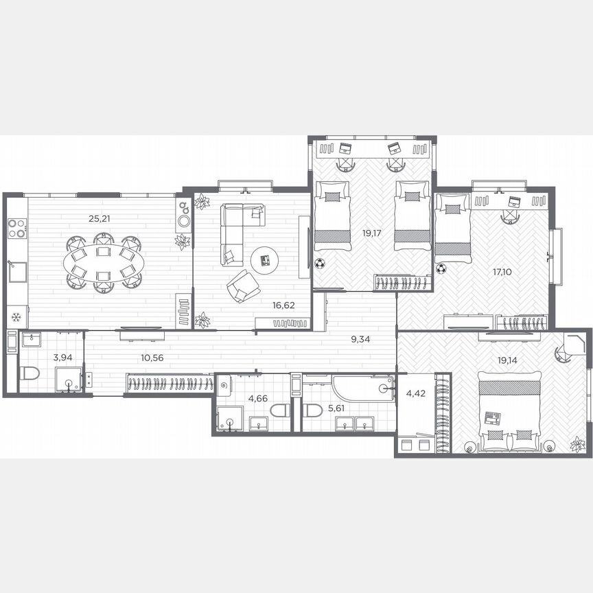 4-к. квартира, 135,8 м², 4/9 эт.