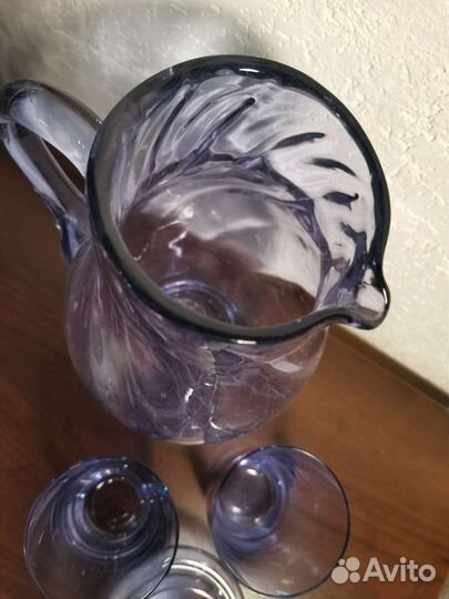 Кувшин и стаканы цветное стекло хрусталь СССР