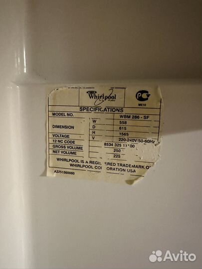 Холодильник whirlpool WBM-286 SF
