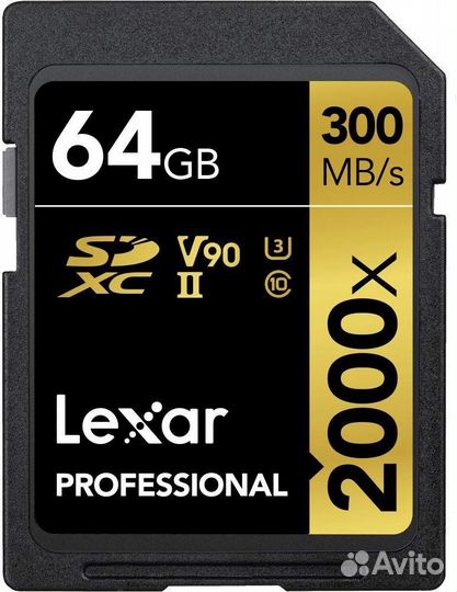 Lexar 2000x sdxc UHS-II gold (R300 W260) 64GB