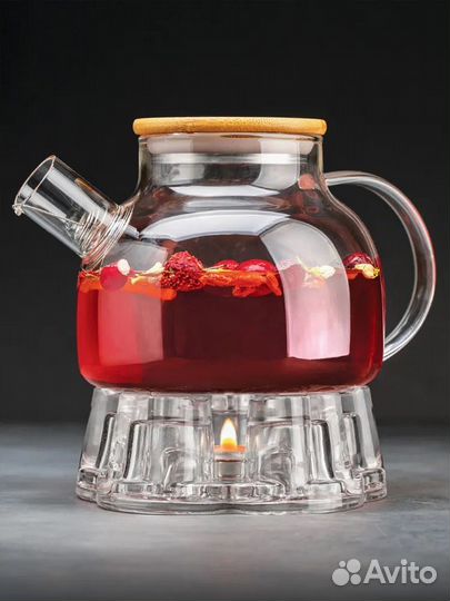 Подставка стеклянная для чайника со свечой