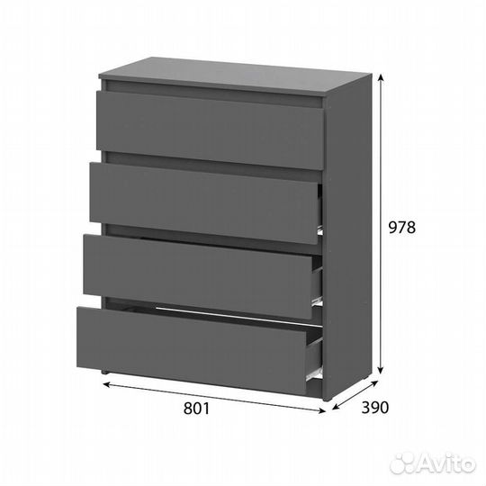 Комод Денвер км-4 (Графит серый)