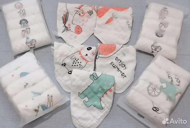 Муслиновые полотенца 30*30 новые